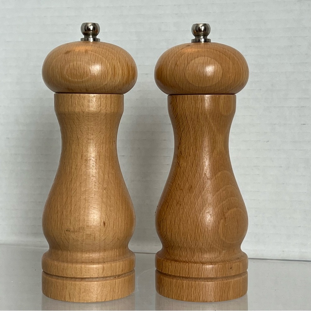 Cole & Mason Natural Wood Salt & Pepper Mill Set Classic Kitchen Style 6"